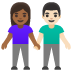 woman and man holding hands, medium-dark skin tone, light skin tone